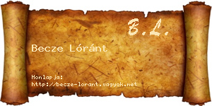 Becze Lóránt névjegykártya